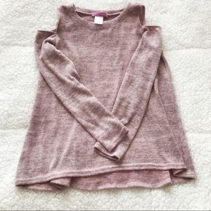 Kids Girls Aqua Pink/Gray Cold Shoulder Top